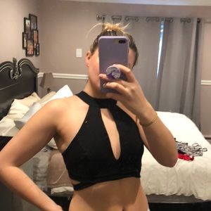 Black cut out crop top